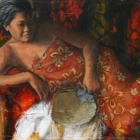 donat art - Re-re vina Tabua 48x36 mixed media on cloth
